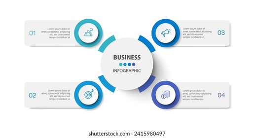 Infographic business design vector template with 4 options, steps or processes. Can be used for presentations banner, workflow layout, process diagram, flow chart, info graph