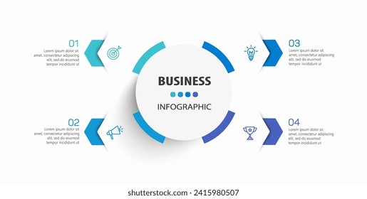 Infographic business design vector template with 4 options, steps or processes. Can be used for presentations banner, workflow layout, process diagram, flow chart, info graph