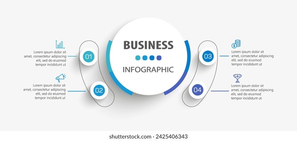 Infographic business design vector template with 4 options, steps or processes. Can be used for presentations banner, workflow layout, process diagram, flow chart, info graph