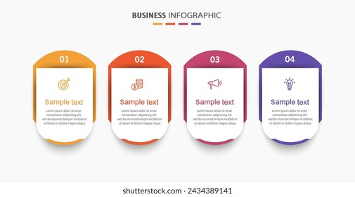 Infographic business design vector template with 4 options, steps or processes. Can be used for presentations banner, workflow layout, process diagram, flow chart, info graph