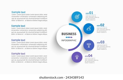 Infographic business design vector template with 4 options, steps or processes. Can be used for presentations banner, workflow layout, process diagram, flow chart, info graph