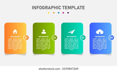 Infographic business design vector template with 4 options, steps or processes. Can be used for presentations banner, workflow layout, process diagram, flow chart