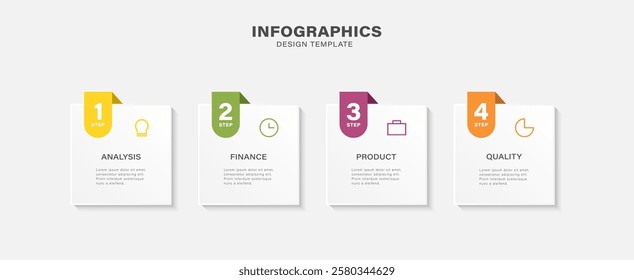 Infographic business design vector template with 4 options, steps or processes.