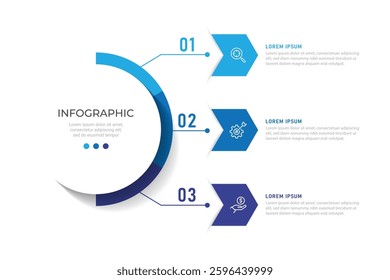 Infographic business design vector template with 3 options, steps or processes. Can be used for presentations banner, workflow layout, process diagram, flow chart, info graph