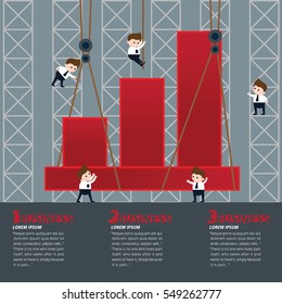Infographic business graph red shape template design.building to success concept vector illustration / graphic or web design layout.