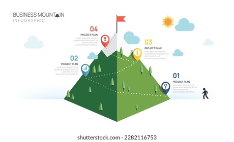 Infographic Business growth design template. Business Mountain concept with 4 steps