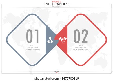 Infographic business horizontal timeline 2 steps process chart template. Vector modern banner used for presentation and workflow layout diagram, web design. Abstract elements of graph options.