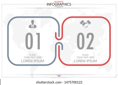 Infographic business horizontal timeline 2 steps process chart template. Vector modern banner used for presentation and workflow layout diagram, web design. Abstract elements of graph options.