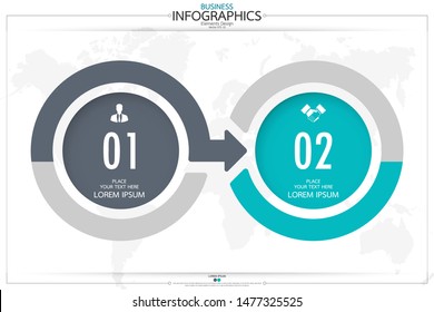 Infographic business horizontal timeline 2 steps process chart template. Vector modern banner used for presentation and workflow layout diagram, web design. Abstract elements of graph options.