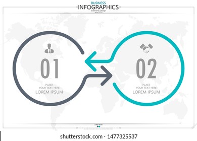 Infographic business horizontal timeline 2 steps process chart template. Vector modern banner used for presentation and workflow layout diagram, web design. Abstract elements of graph options.