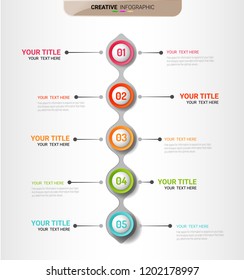 Infographic business horizontal timeline process chart template. Vector info graphics timeline design template with 5 label. Vector can be used for workflow layout, diagram, number step up options.