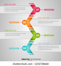 Infographic business horizontal timeline process chart template. Vector info graphics timeline design template with 4 label. Vector can be used for workflow layout, diagram, number step up options.