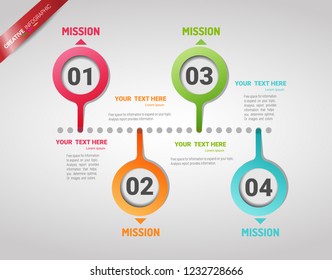 Infographic business horizontal timeline process chart template. Vector info graphics timeline design template with 4 label. Vector can be used for workflow layout, diagram, number step up options.