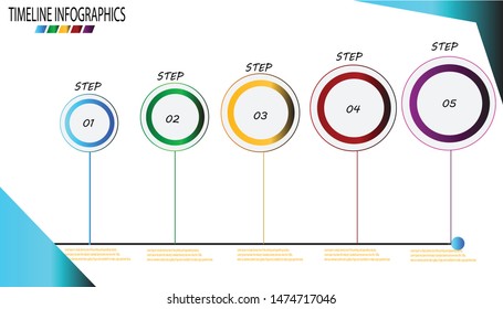 Infographic business horizontal timeline process chart template.