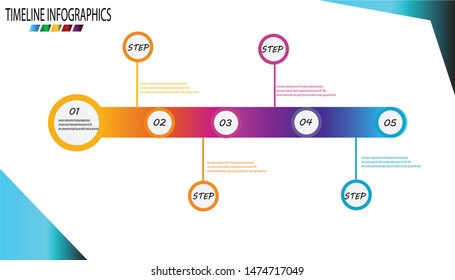 Infographic business horizontal timeline process chart template.