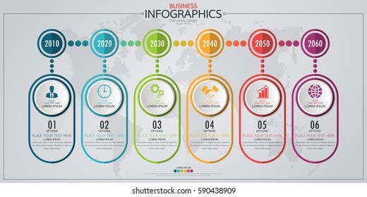Infographic business horizontal timeline process chart template. Vector modern banner,text box used for presentation and workflow layout diagram,web design. Abstract elements of graph 6 steps options.