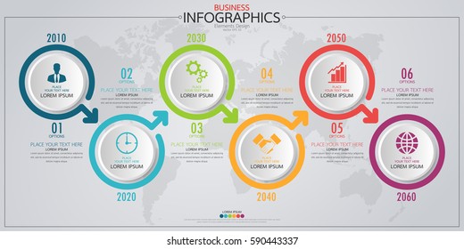 Infographic business horizontal timeline process chart template. Vector modern banner,text box used for presentation and workflow layout diagram,web design. Abstract elements of graph 6 steps options.