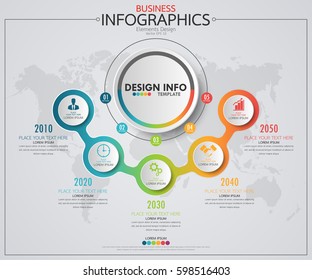 Infographic business horizontal timeline process chart template. Vector modern banner used for presentation and workflow layout diagram, web design. Abstract elements of graph 5 steps options.
