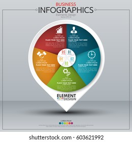 Infographic business horizontal timeline process chart template. Vector modern banner used for presentation and workflow layout diagram, web design. Abstract elements of graph 5 steps options.
