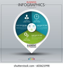 Infographic business horizontal timeline process chart template. Vector modern banner used for presentation and workflow layout diagram, web design. Abstract elements of graph 3 steps options.