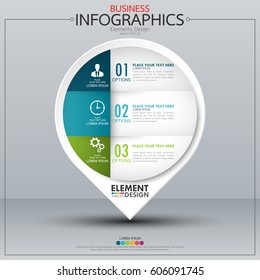 Infographic business horizontal timeline process chart template. Vector modern banner used for presentation and workflow layout diagram, web design. Abstract elements of graph 3 steps options.