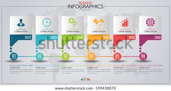 Infographic Business Horizontal Timeline Process Chart Stock Vector ...