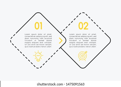 Infographic with business icons and 2 steps. Vector