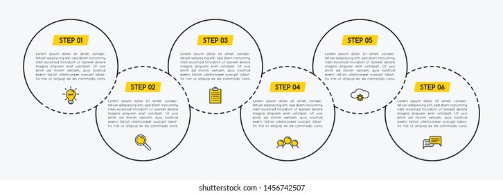 Infographic with business icons. 6 options. Vector