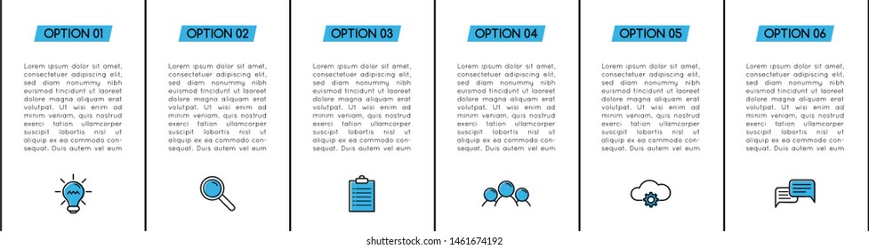 Infographic with business icons and 6 options. Vector