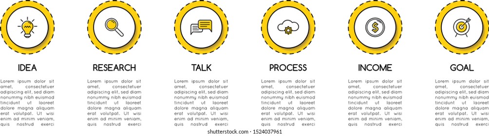 Infographic with business icons. 6 options. Vector