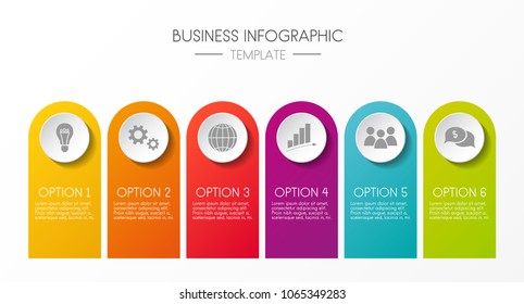 Infographic with business icons - colourful template. Vector.