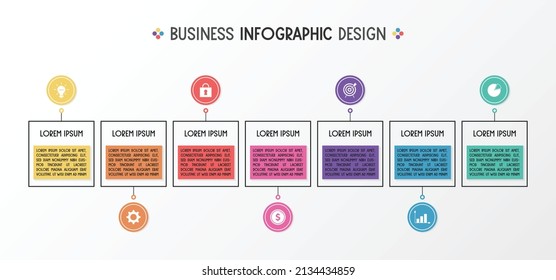 Infographic with business icons. Flowchart concept. Vector