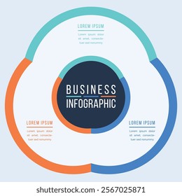 Infographic business information design 3 objects, steps, elements or options infographic circle template