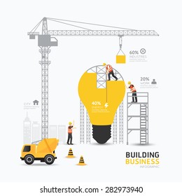 Infographic business light bulb shape template design.building to energy concept vector illustration / graphic or web design layout.