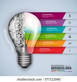 Infographic business light bulb vector design template. Can be used for workflow processes, startup, banner, diagram, number options, work plan, web design.