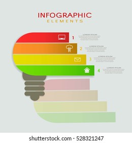 Infographic business light bulb vector design template. Can be used for workflow layout, data visualization, business concept with 4 options, parts, steps or processes, banner, diagram, web design.