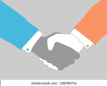 INFOGRAPHIC BUSINESS MAN HANDSHAKE ORANGE