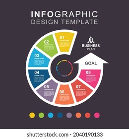 Infographic business management with circle round, Vector illustration design concept in flat style