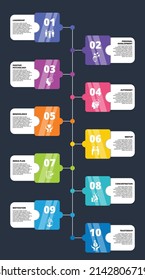 Infographic Business Management template. Icons in different colors. Include Leadership, Personal Development, Positive Psychology, Autonomy and others.