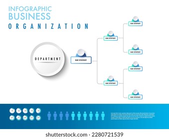 Infographic for business organization chart model depatment template, easily to change title and use could apply data timeline diagram roadmap report or progress presentation. 