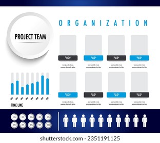 Infographic for business organization project team chart model department template, graph could apply data timeline diagram roadmap report or progress presentation.