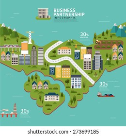 Infographic business partnership shape template design.business success concept vector illustration
