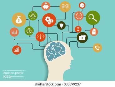 Infographic business people flat design of  creative brain idea concept
