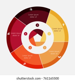 Infographic Business Pie chart for presentations with 5 options, cycle processes.