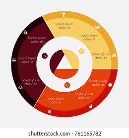 Infographic Business Pie chart for presentations with 3 options, cycle processes.