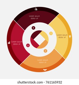 Infographic Business Pie chart for presentations with 4 options, cycle processes.