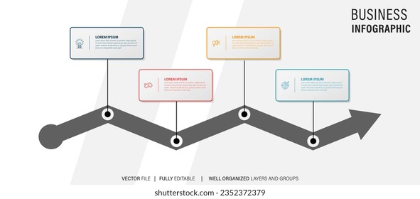 Infographic business presentation 4 options to goal. Infographic Arrows. Strategy, Marketing, Report. Vector illustration.
