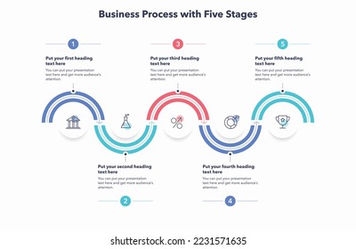 Infographic for business process with five stages. Easy to use for your website or presentation.