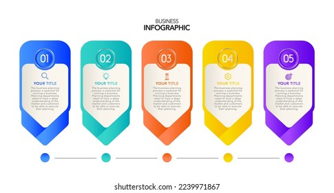 Infografía Opciones o pasos de procesos de negocio , iconos coloridos ,plantilla de infografía vectorial.ilustración vectorial
