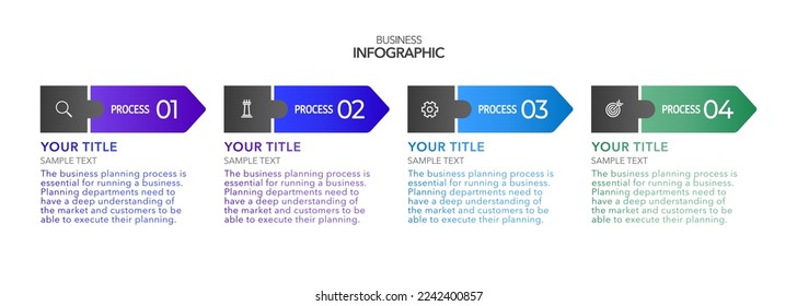 Infografía Opciones o pasos de procesos de negocio , iconos coloridos ,material de plantillas de infografía vectorial Ilustración vectorial